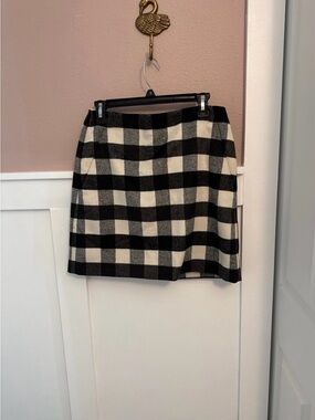 LOFT Black and White Plaid Mini Skirt
